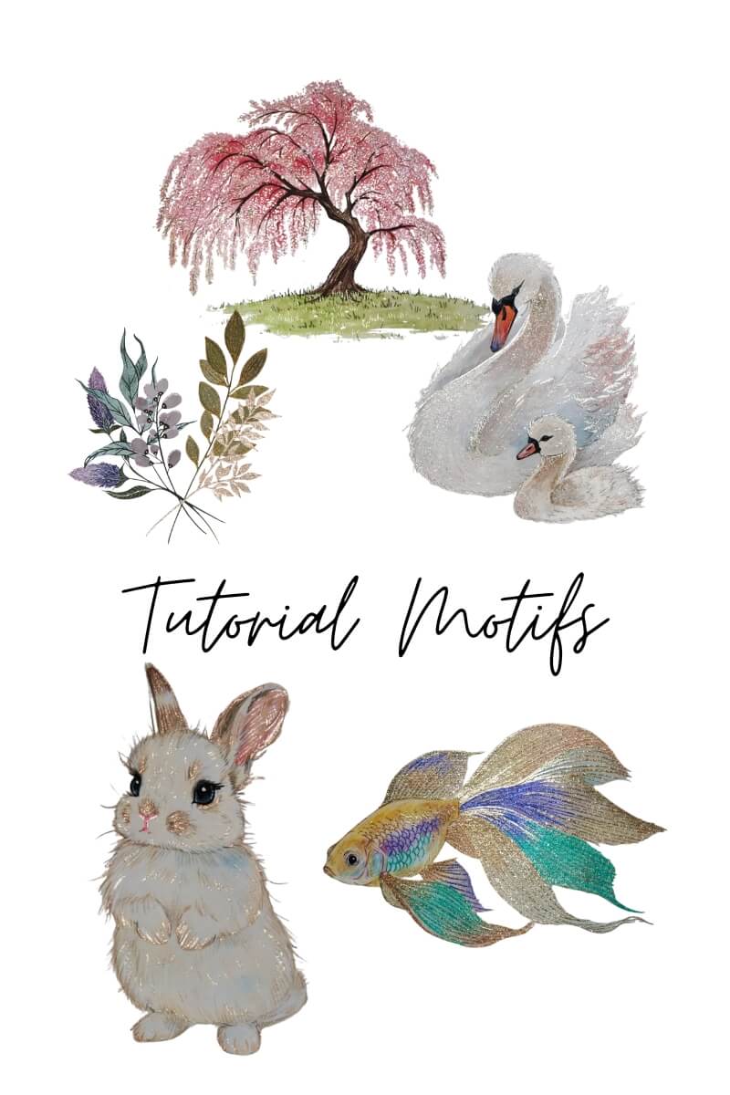 Motivos pintados com as aquarelas metálicas Lisilinka