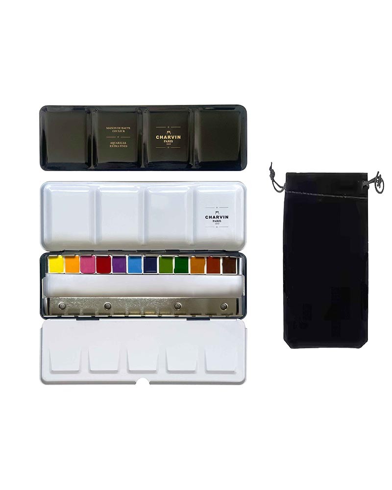 Charvin Aquarela Extrafina – Classic Black Tin | 12 Cores