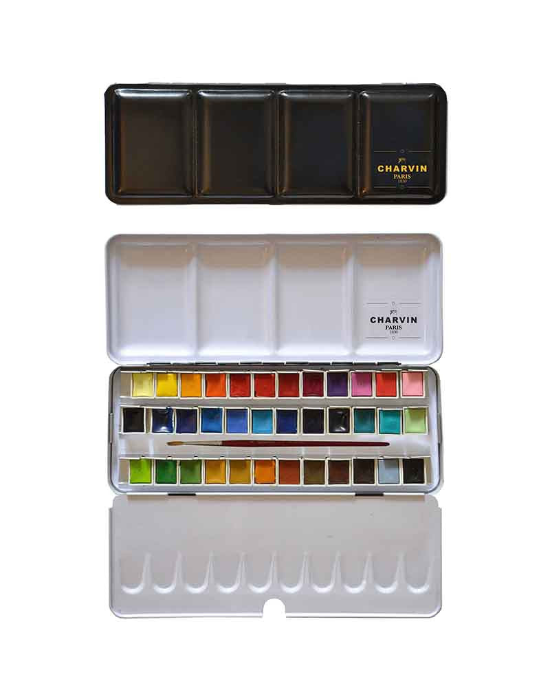 Charvin Aquarela Extrafina – Classic Black Tin | 36 Cores