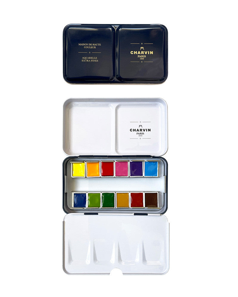 Charvin Aquarela Extrafina – Classic Marine Blue Tin | 12 Cores