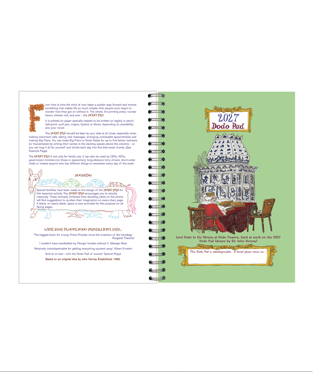 Dodo Pad 2027 A5 — Agenda Espiral — detalhe interno 1