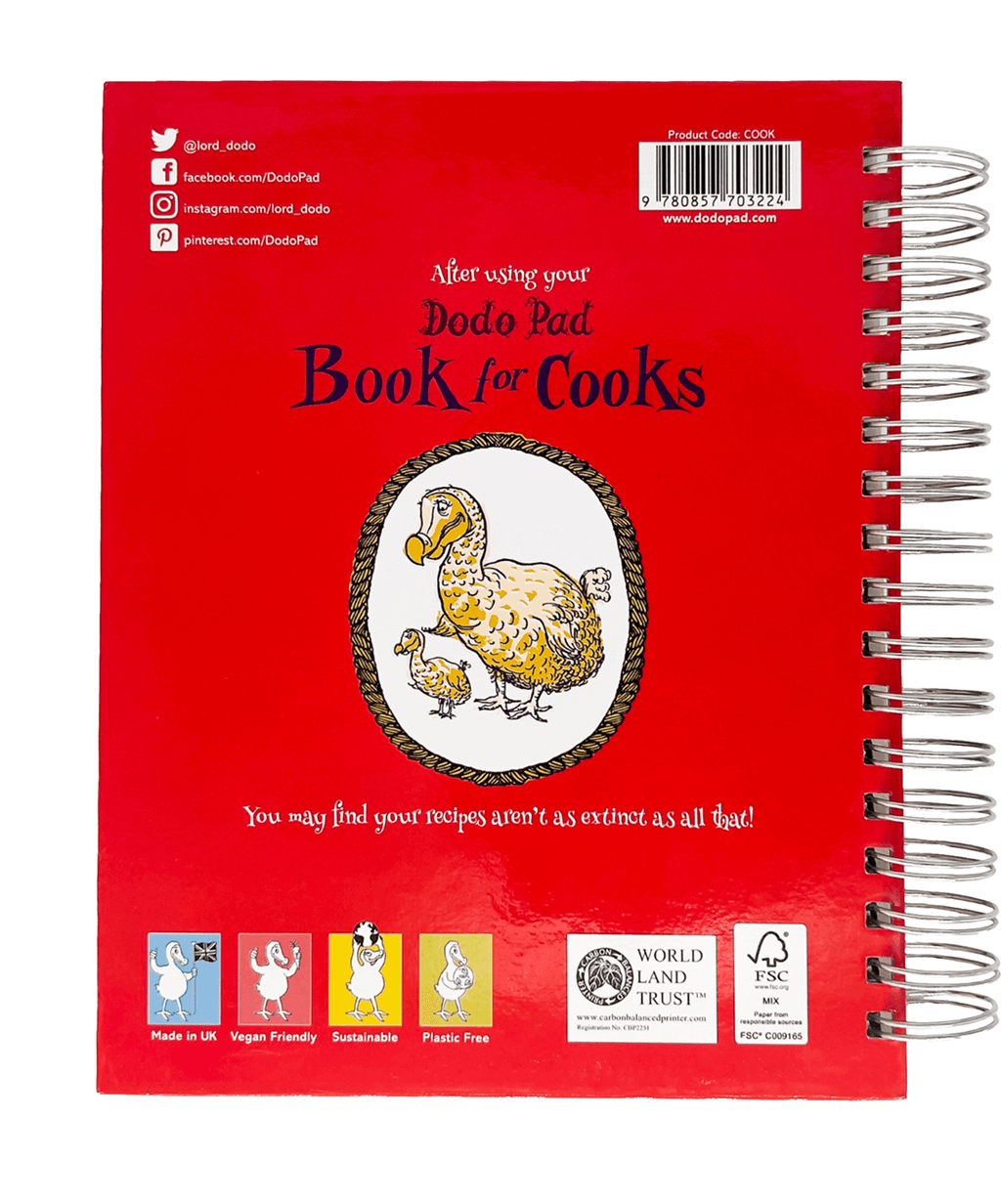 Verso do Dodo Pad Book for Cooks
