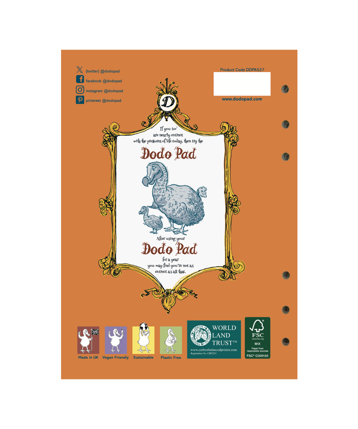 Verso do Dodo Pad 2027 A5