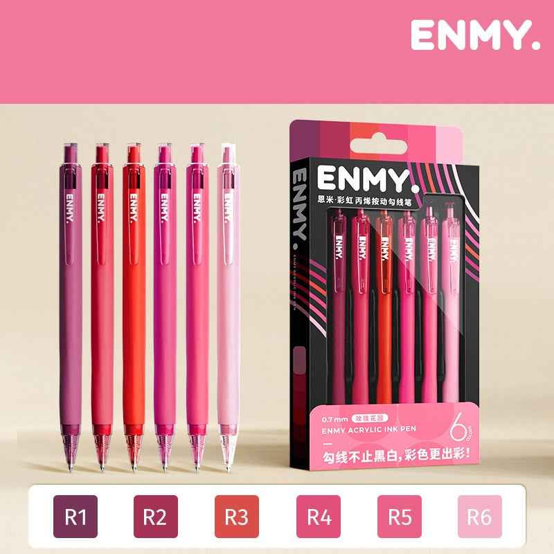 ENMY Rainbow: kit com 6 canetas 0,7 mm – Jardim de Rosas