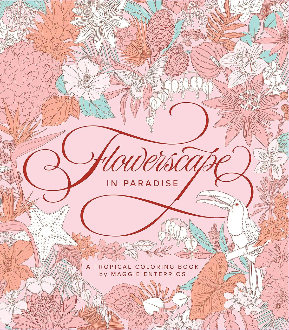 Flowerscape in Paradise livro de colorir capa