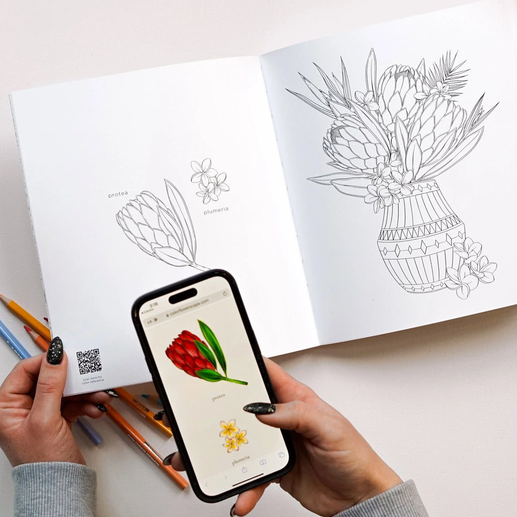 Interior do Flowerscape in Paradise com referência de cores por QR code