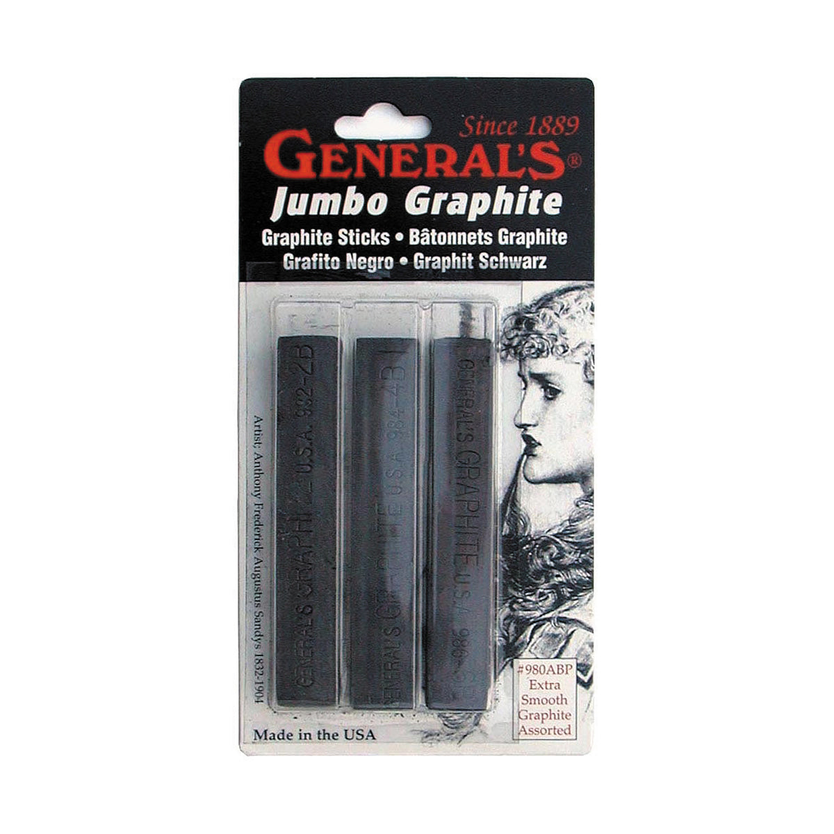 Jumbo Compressed Graphite Sticks, Set of 3