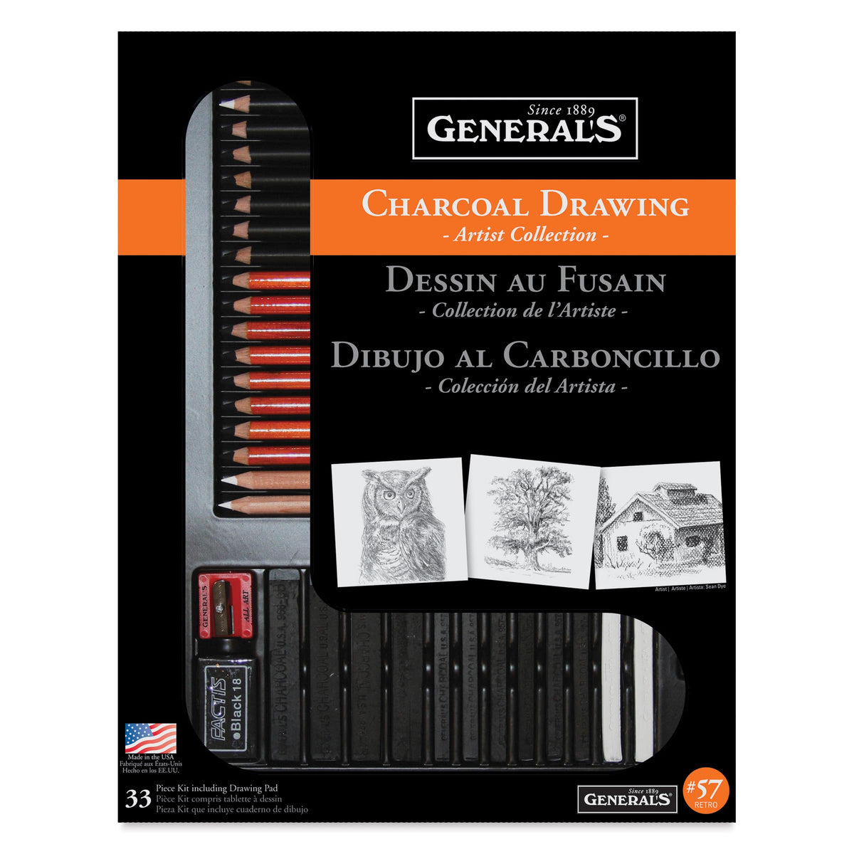 General’s Charcoal Drawing Collection Kit - Set of 33