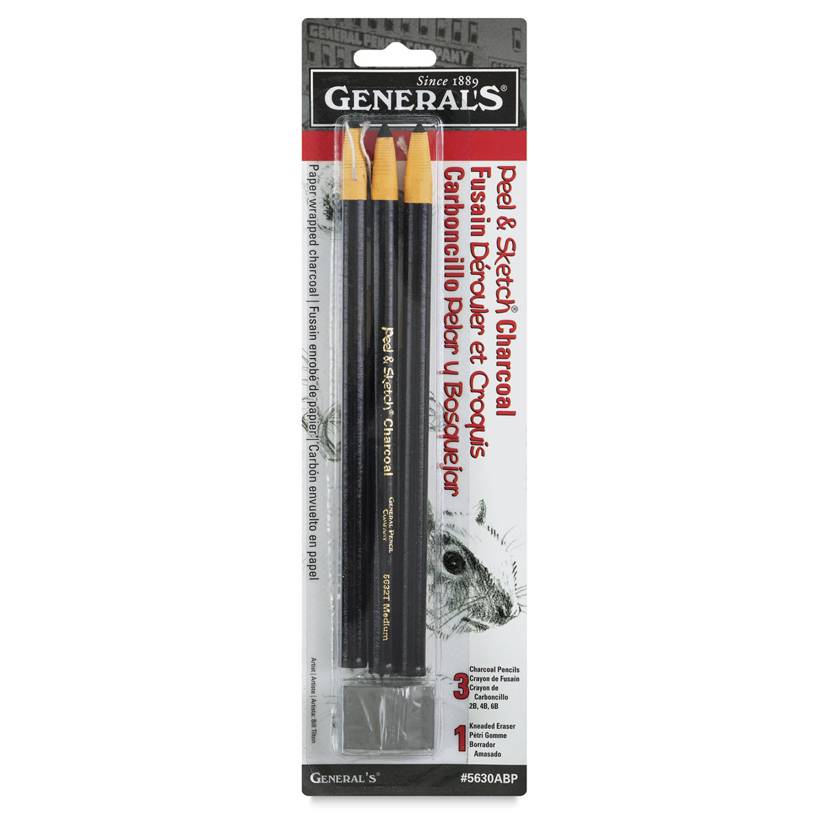 General's Peel and Sketch Charcoal - Pkg of 3