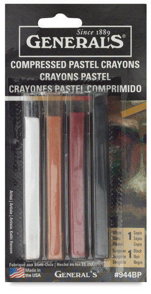 General's Compressed Pastel Crayon Sketching Color Set - Set of 4