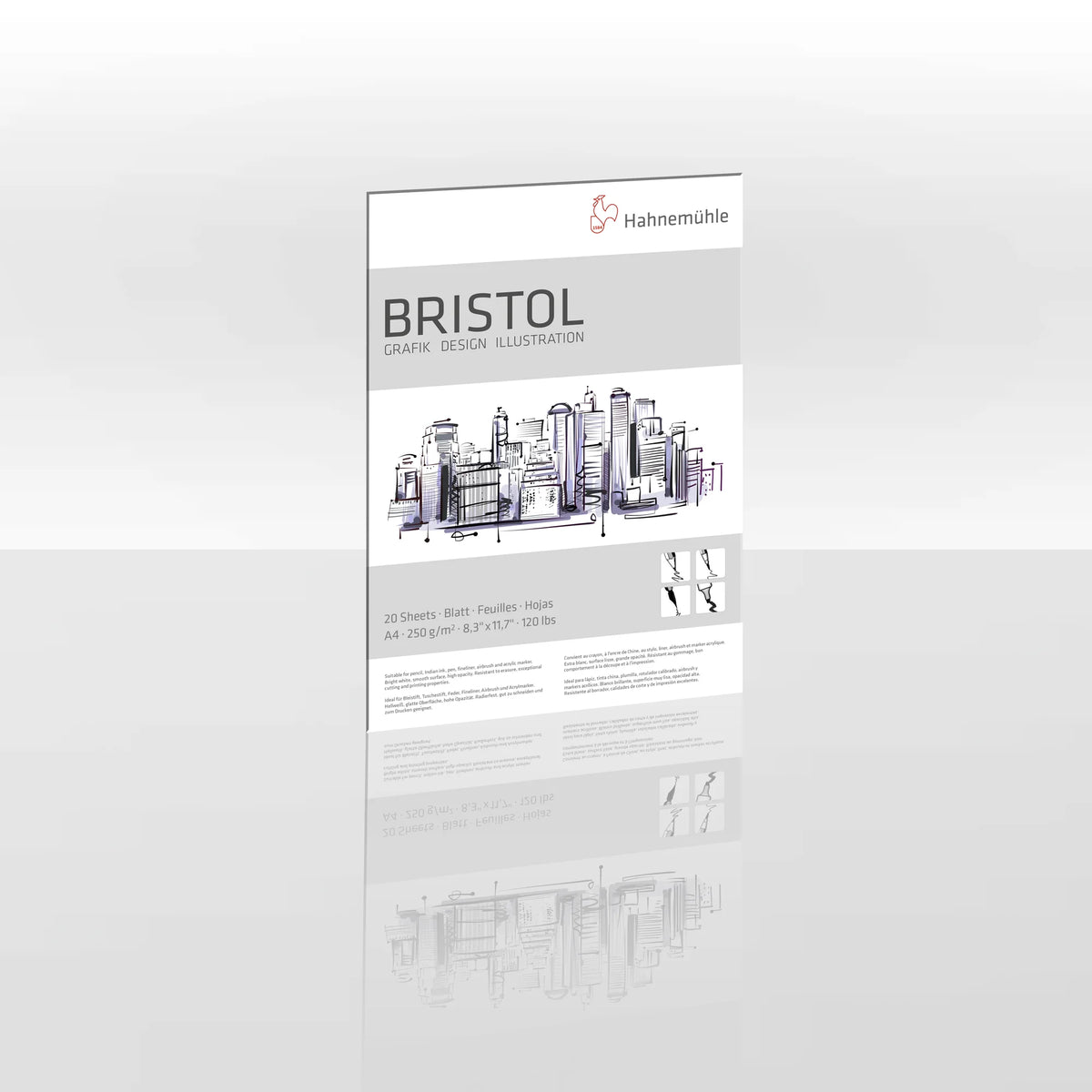 Bloco de Desenho Hahnemühle Bristol A4 250 g/m² • 20 folhas