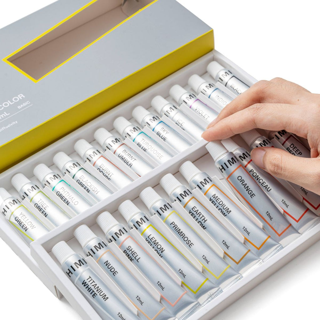 Aquarelas HIMI 24 cores em tubos de 12 ml