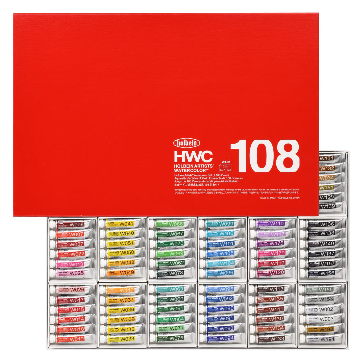 Conjunto Holbein W422 de aquarela profissional com 108 cores