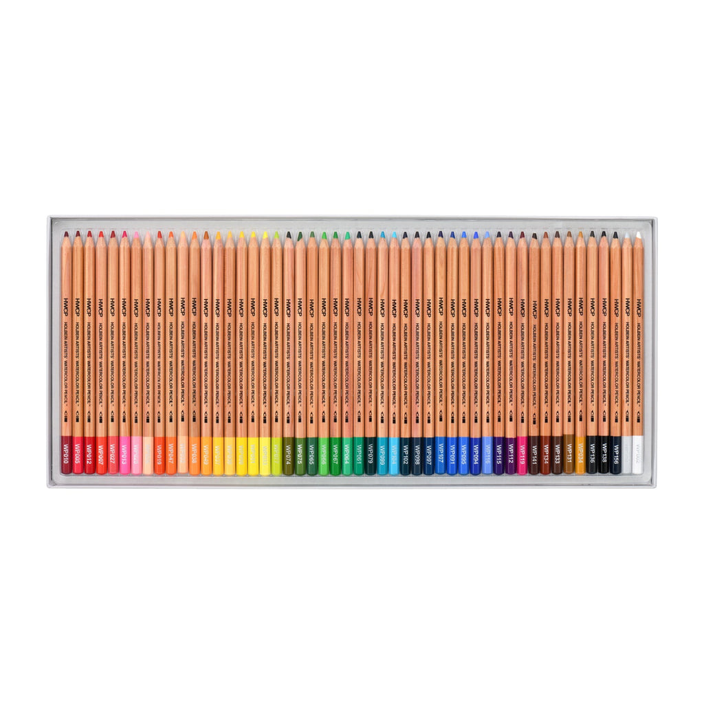 As 50 cores do conjunto de lápis aquareláveis Holbein WP195