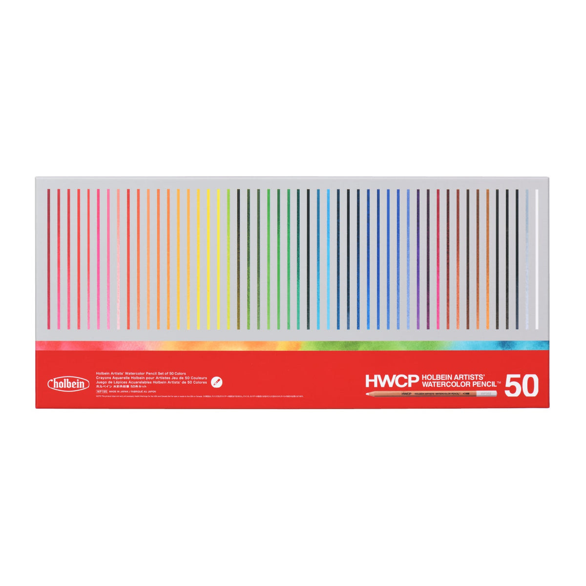 Embalagem do conjunto Holbein Artists’ Watercolor Pencil com 50 cores