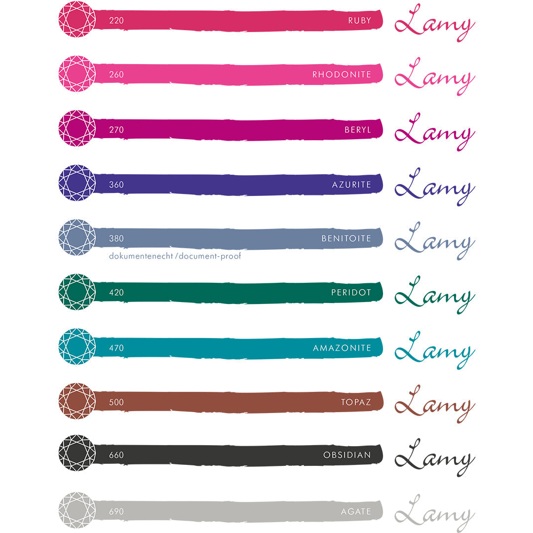 Coleção de tintas LAMY T53 Crystal 30 ml