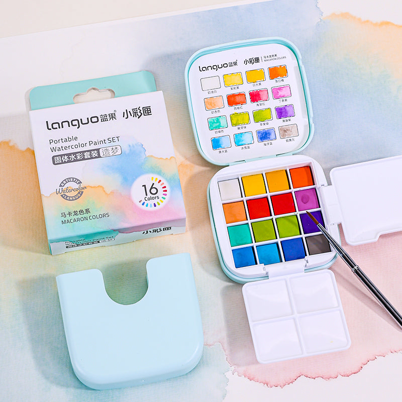 Aquarela Languo Portátil 16 Cores com Pincel — Macaron