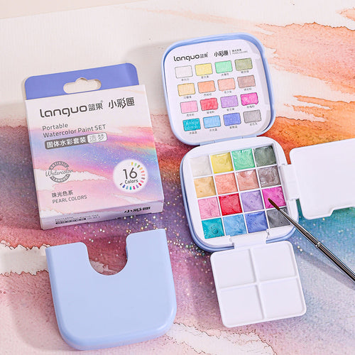 Aquarela Languo Portátil 16 Cores com Pincel — Perolada