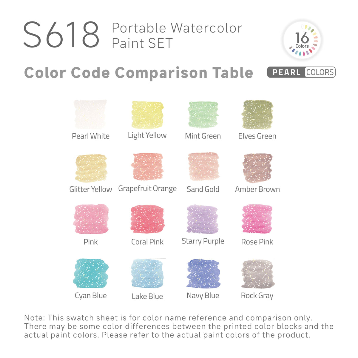 Kit Aquarela Languo Portátil 4 em 1 — 16 Cores Peroladas — imagem 5