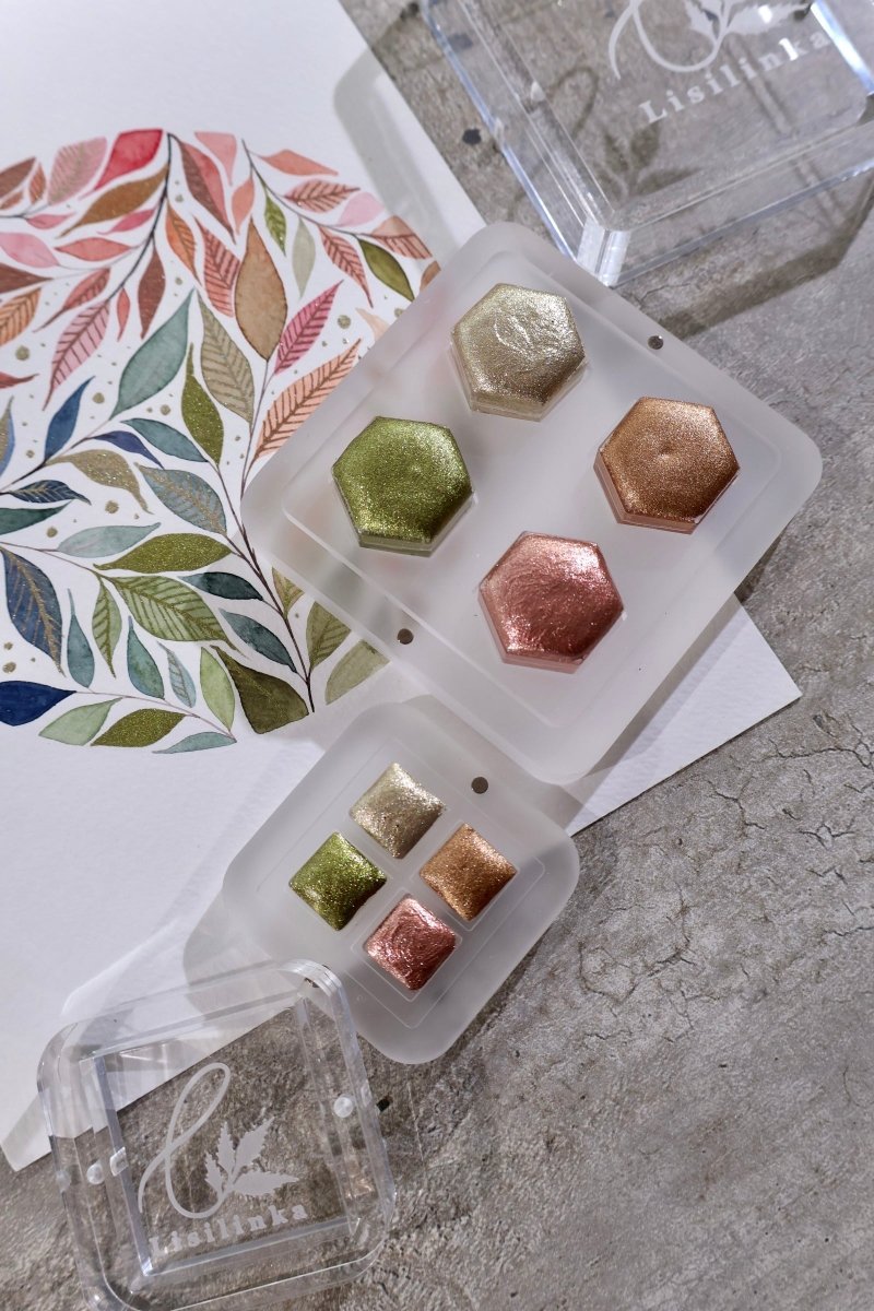 Kit de tintas Lisilinka 4 cores - Shimmering Leaves