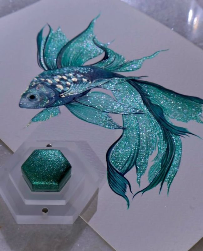 Tinta aquarela metalica Lisilinka - Jade