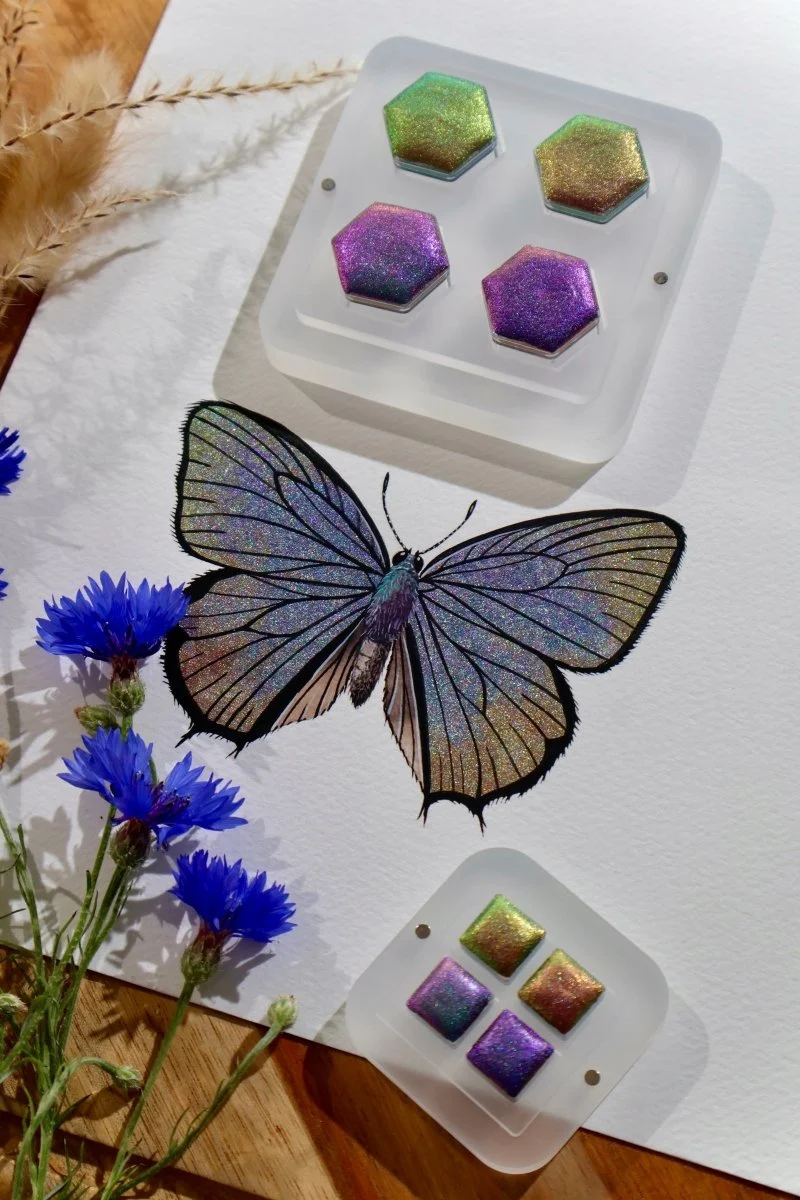 Efeito holográfico do Galaxy Set em ilustração de borboleta