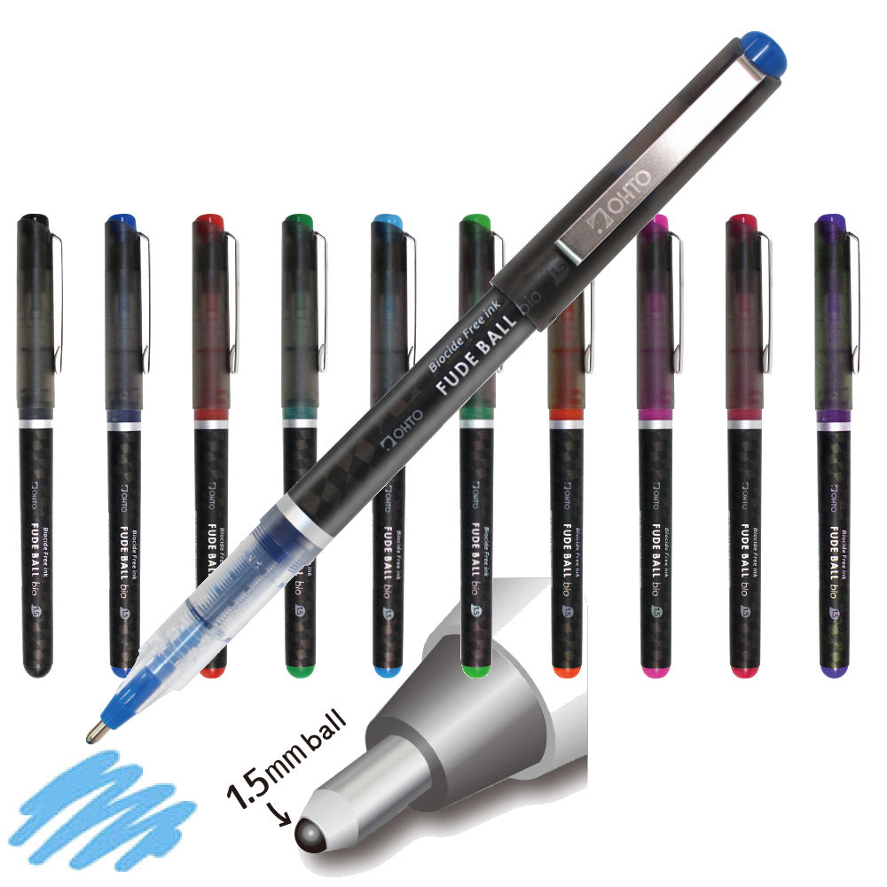Amostra de traços das canetas OHTO Fude Ball Bio 1,5 mm