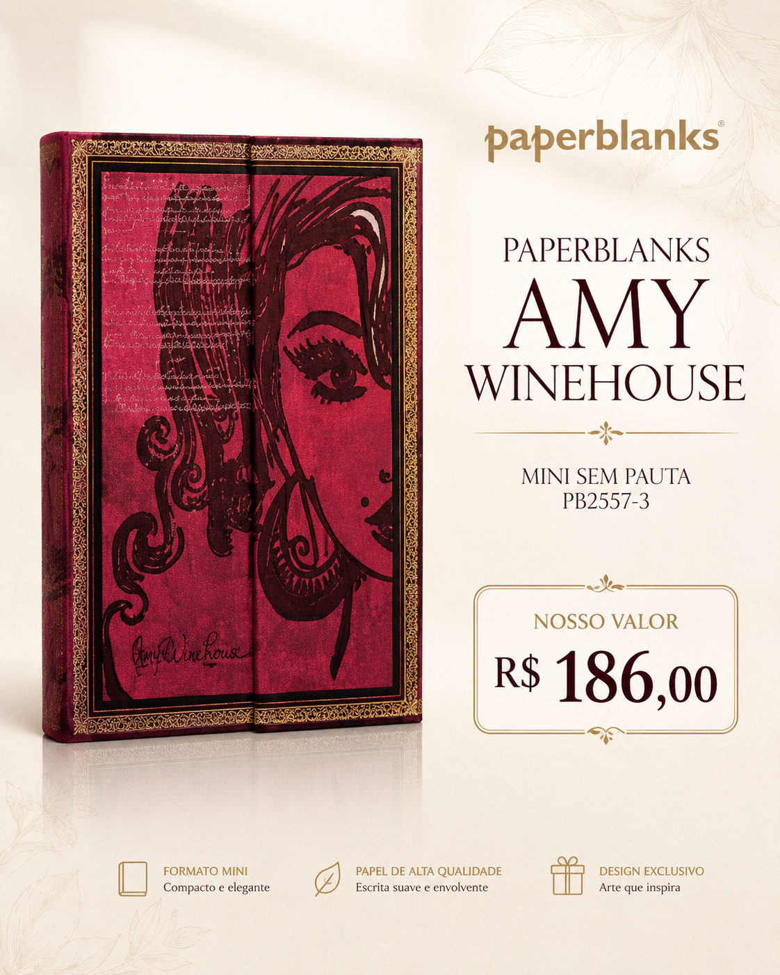 Caderno Paperblanks Amy Winehouse Mini sem pauta