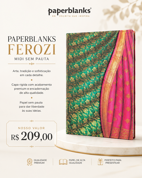 Caderno Paperblanks Ferozi Midi sem pauta