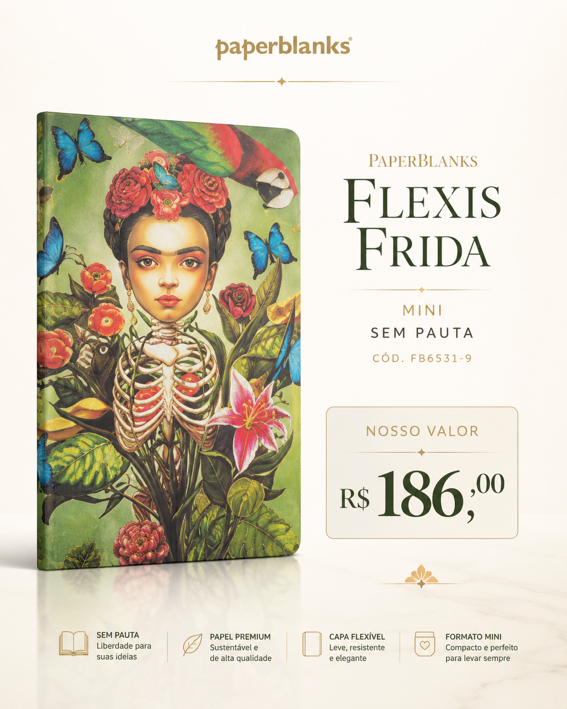 Caderno Paperblanks Flexis Frida Mini sem pauta