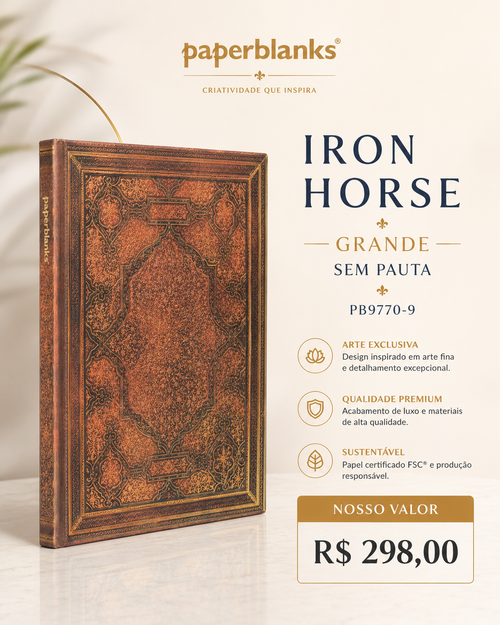 Caderno Paperblanks Iron Horse Grande sem pauta