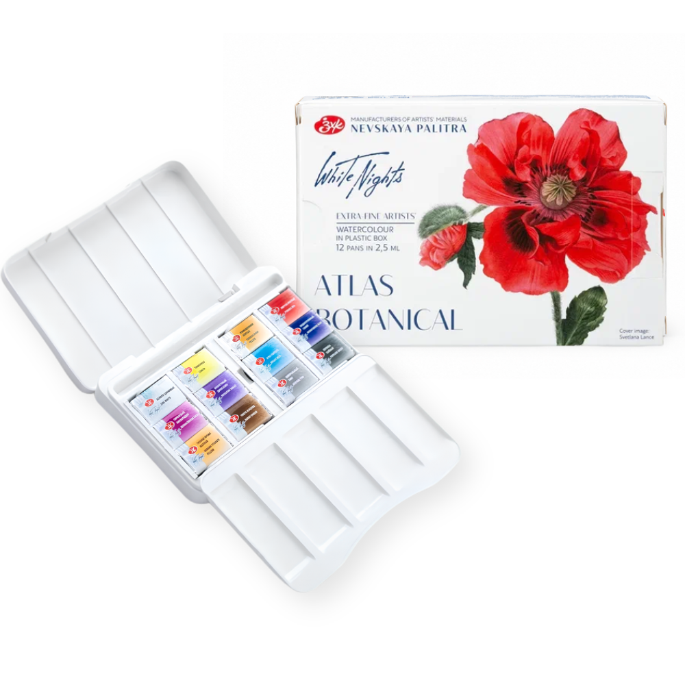 Kit Aquarela White Nights Botanical Atlas – 12 Pastilhas de 2,5 ml - imagem 1