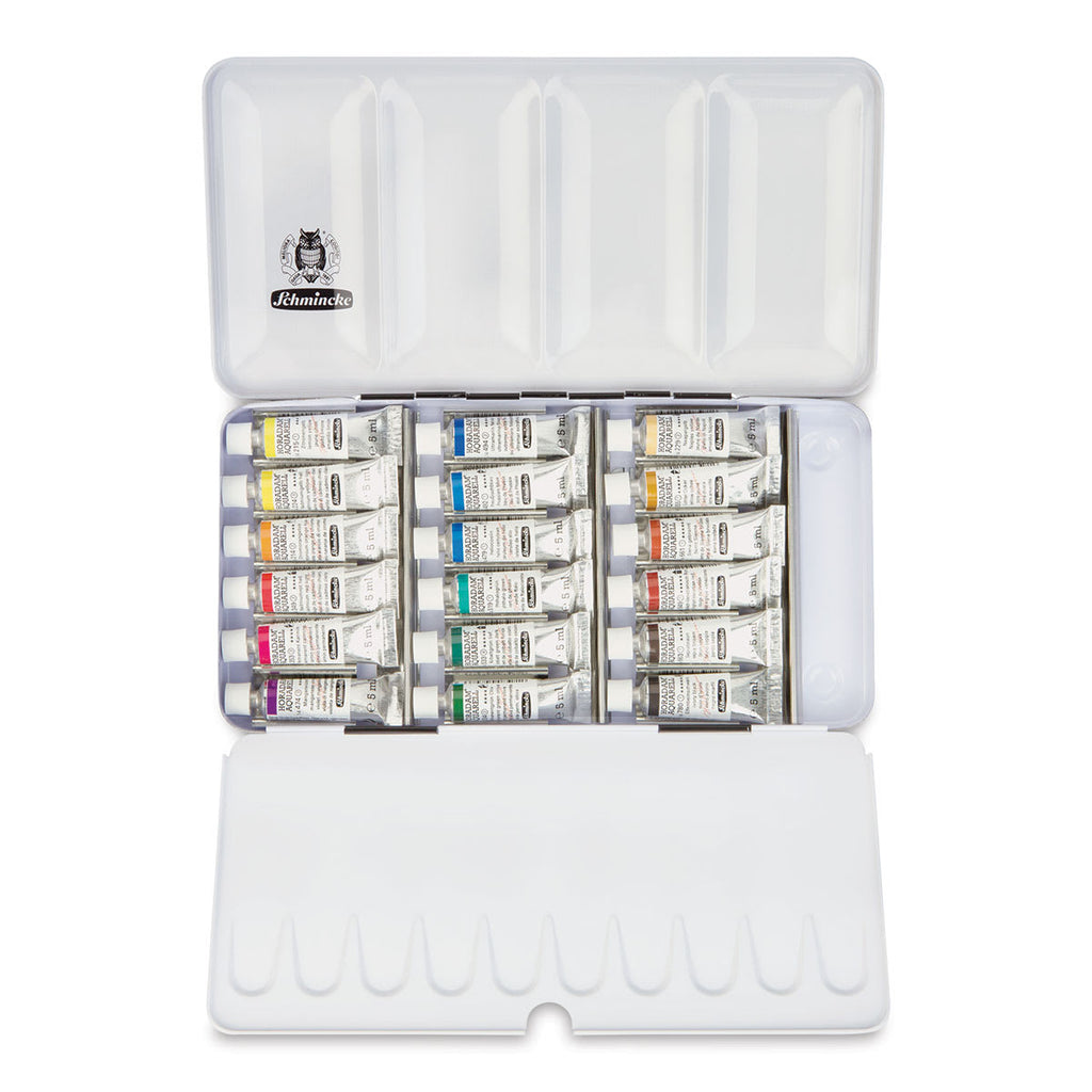 Conjunto aberto Schmincke Horadam Aquarell com 18 tubos