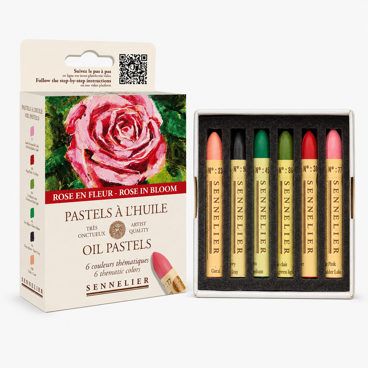 Pastel Oleoso Sennelier Rose in Bloom kit com 6 cores em alta resolução