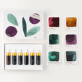 Estojo Botanical Mini Ink Collection e amostras de cores
