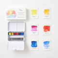 Conjunto de aquarelas Signature da Tom’s Studio, com estojo aberto e amostras das seis cores
