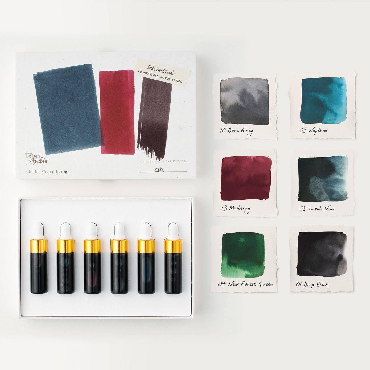 Coleção Essentials com seis mini tintas Tom's Studio