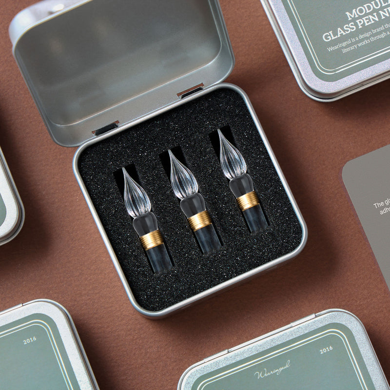 Conjunto Wearingeul com três penas de vidro modulares